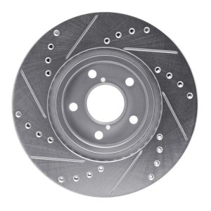 Saab 9-2X Brake Rotor (1) - Front Right - R1 Concepts - Drilled & Slotted - Silver - `90-`16